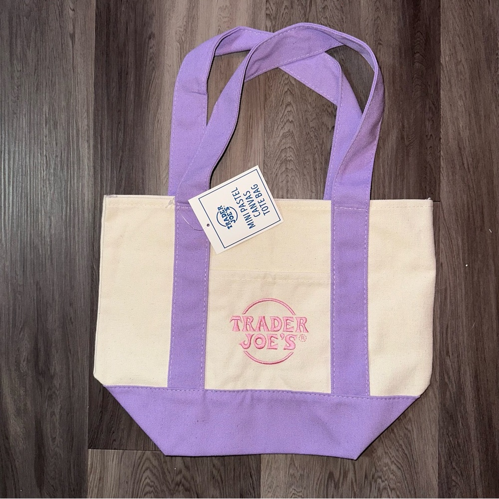 Trader Joe’s Purple Lilac Pastel Tote Bag Easter Basket Boat Purse Handbag